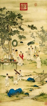 中国 Painting - ラング輝く時計絵画アンティーク中国